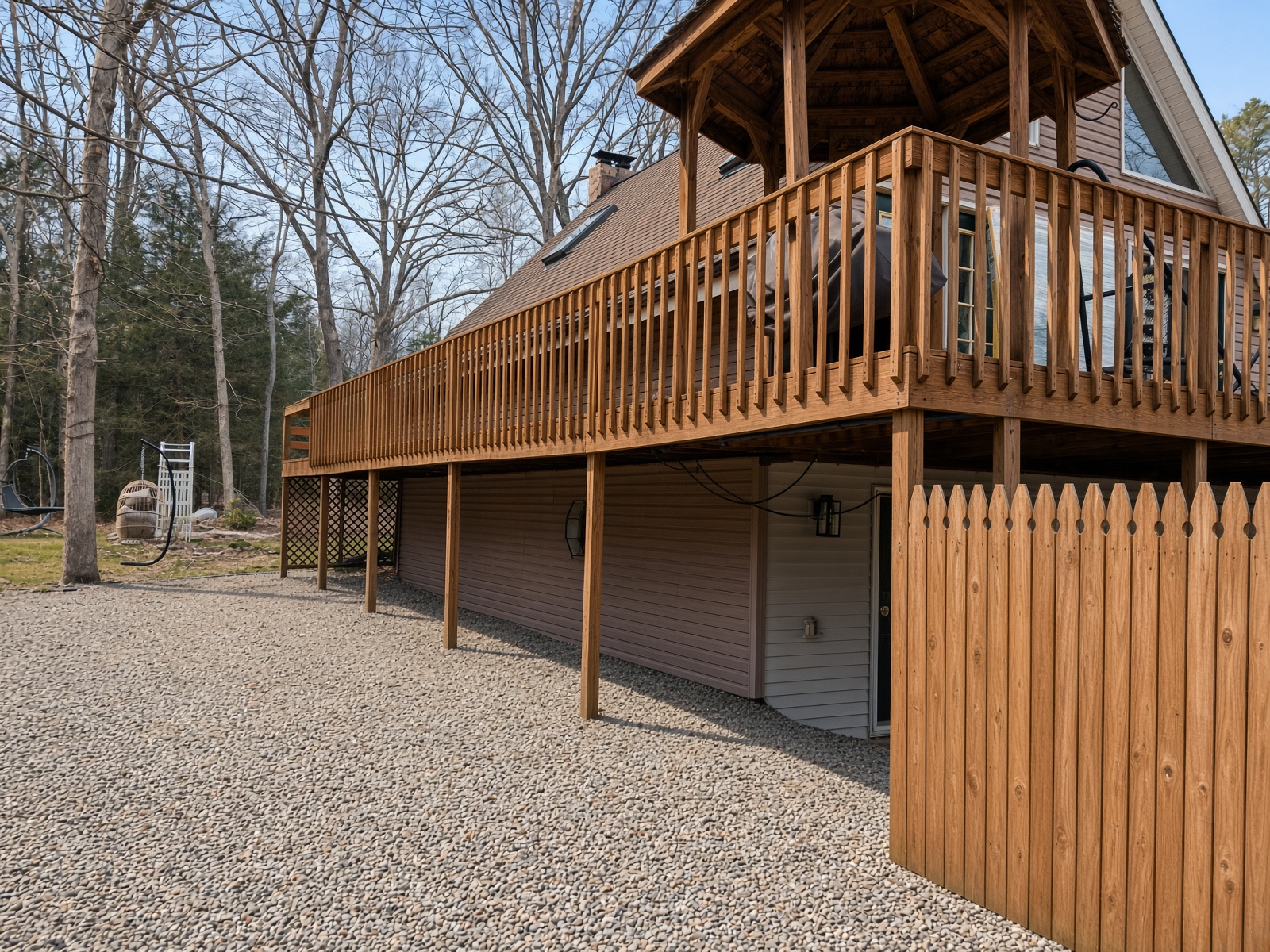 Deck railing detail with support posts